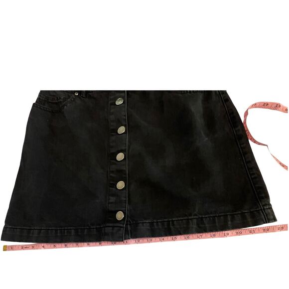 Y2K Black Denim Button-Front A-Line Mini Skirt Size XL - Picture 5 of 7
